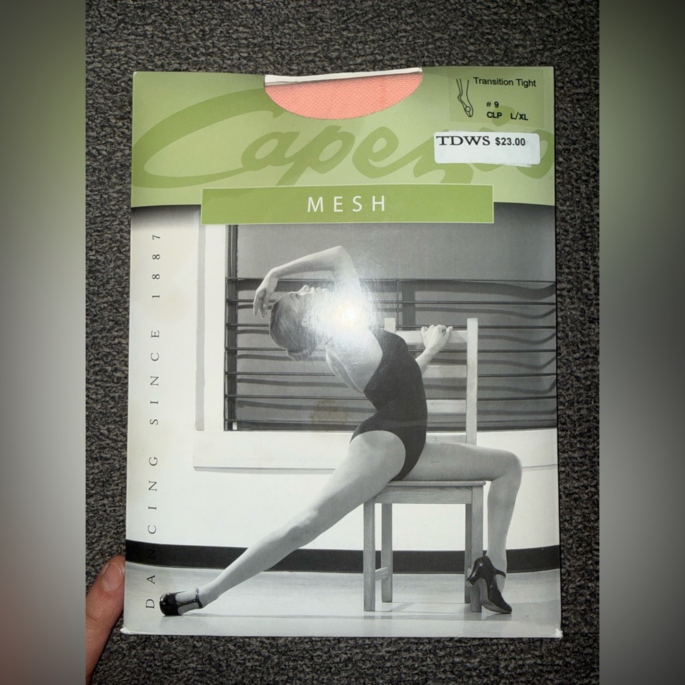 BUNDLE set 2 CAPEZIO Professional Transition Dance Tights with seams semi opaque